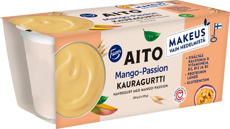 Fazer Aito Kauragurtti Mango-Passion 2x125g, gluteeniton fermentoitu kauravälipala