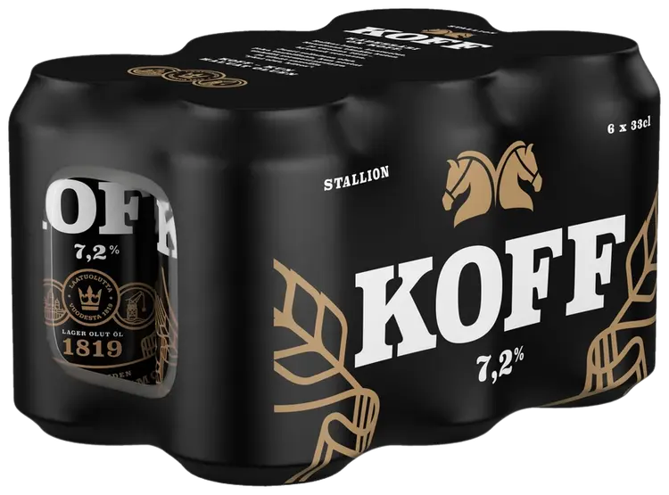 6-pack Koff Stallion Lager olut 7,2 % tölkki 0,33 L