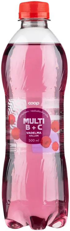 Coop vadelma B + C-vitamiini hiilihapotettu juoma 0,5l