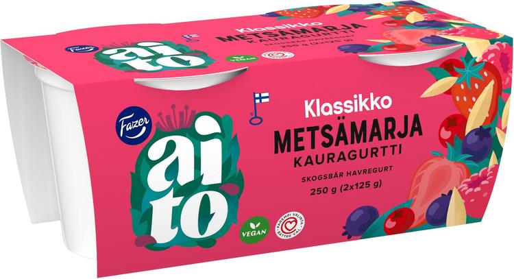 Fazer Aito Kauragurtti Metsämarja 2x125g, fermentoitu kauravälipala