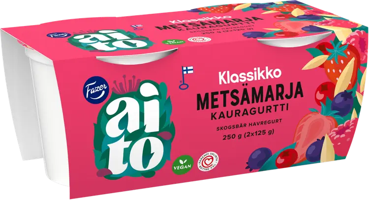 Fazer Aito Kauragurtti Metsämarja 2x125g, fermentoitu kauravälipala