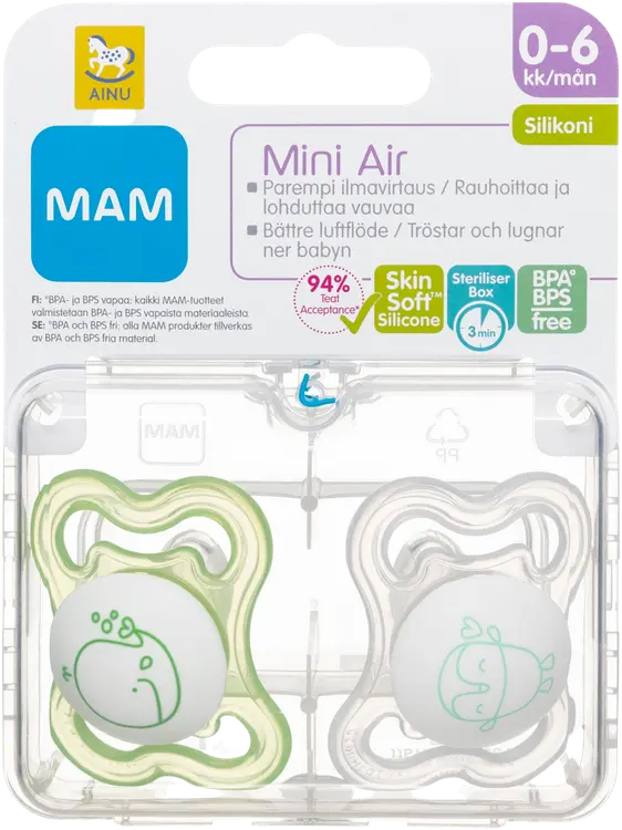 Ainu Mam Air tutti 2kpl, silikoni 0-6 kk