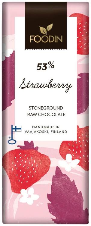 Foodin Mansikka-Raakasuklaa 53%, luomu 40g