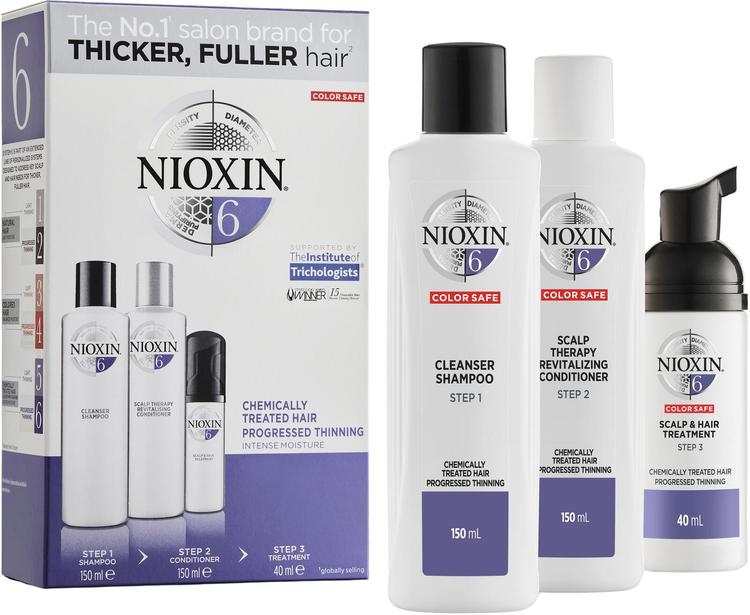 NIOXIN 6 Trial Kit hoitopakkaus käsitellyille, selvästi ohentuneille hiuksille