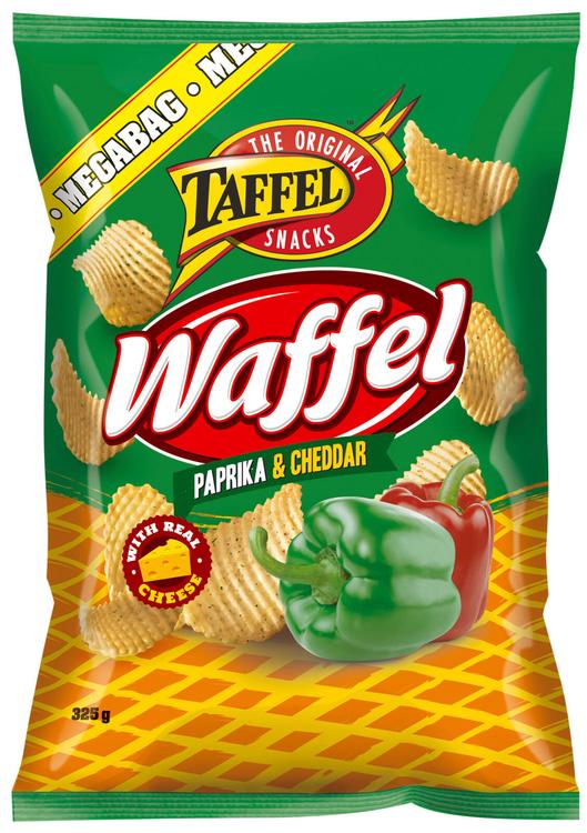 Taffel Waffel vihreä paprika cheddar maustettu perunalastu 325g