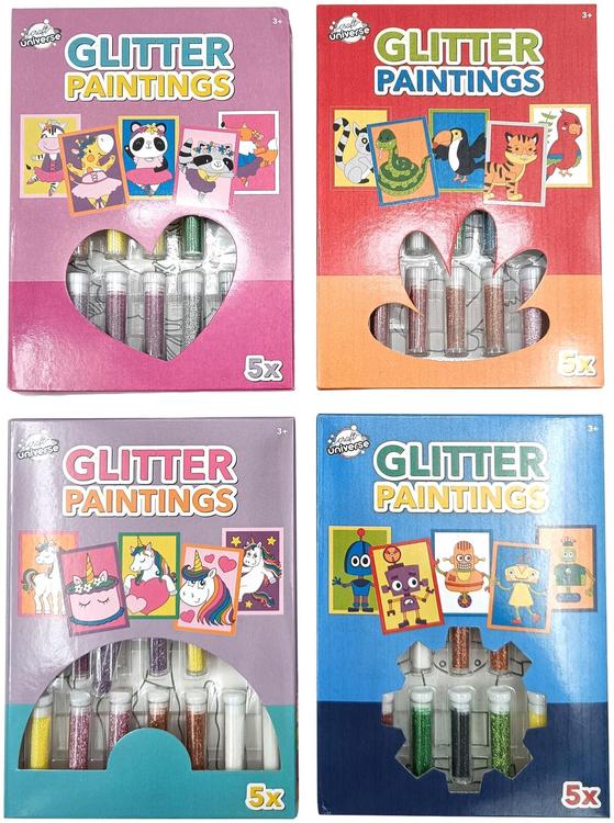 Glitter maalaussetti 4 eril. lajit.