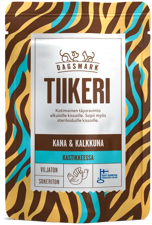 Dagsmark TIIKERI kotimainen kissan täysravinto kanaa ja kalkkunaa kastikkeessa 80 g