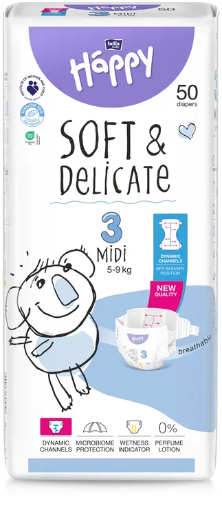 Happy Diapers Bella Midi 3 teippivaippa 50 kpl 5-9 kg