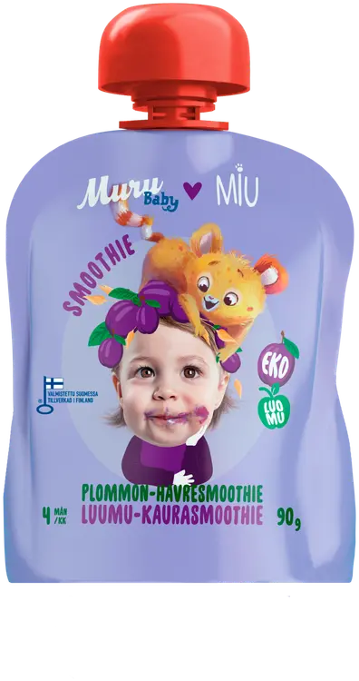 Muru Baby MIU Luumu-kaurasmoothie alkaen 4kk 90g lasten luomuvälipala