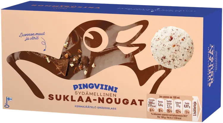 Pingviini Suklaa-Nougat kermajäätelö kotipakkaus 1L/519g