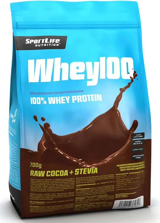 SportLife Nutrition Whey100 700g raakakaakao heraproteiinijauhe