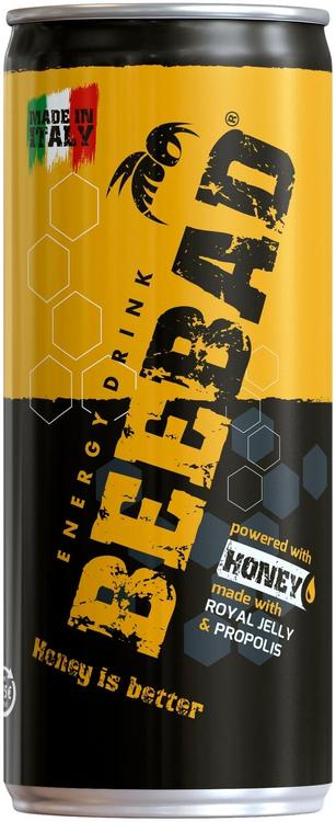 BEEBAD Energiajuoma 0,25L, sisältää vain luonnollisia ja terveellisia ainesosia, makeutettu 100% hunajalla, ei sisältää tauriinia, gluteenia, laktoosia, suolaa ja keinotekoisia ainesosia!