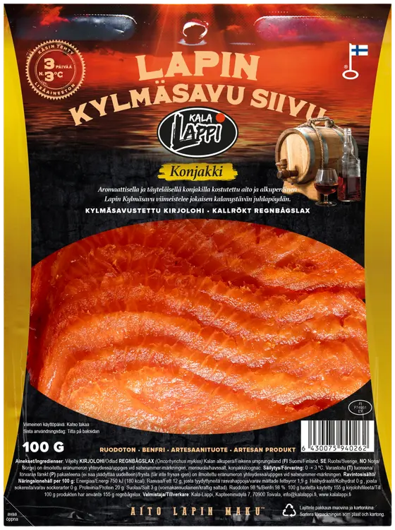 Kala-Lappi Lapin Kylmäsavu kirjolohifileesiivu konjakki 100g