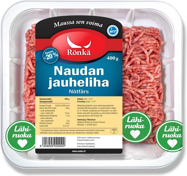 Rönkä Naudan jauheliha 20% 400g