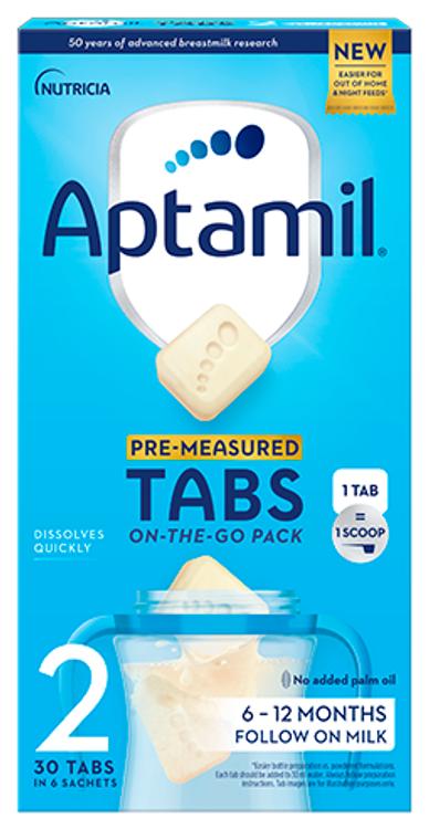 Piimal põhinev imiku jätkupiimasegu Aptamil 2 Tabs alates 6 kuust 144g