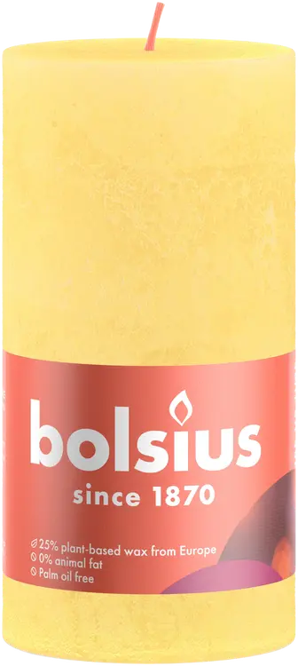 Bolsius – rustiikkinen pöytäkynttilä  – kirkkaan keltainen – 13 cm