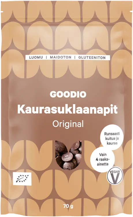 Goodio luomu kaurasuklaanapit original 70g