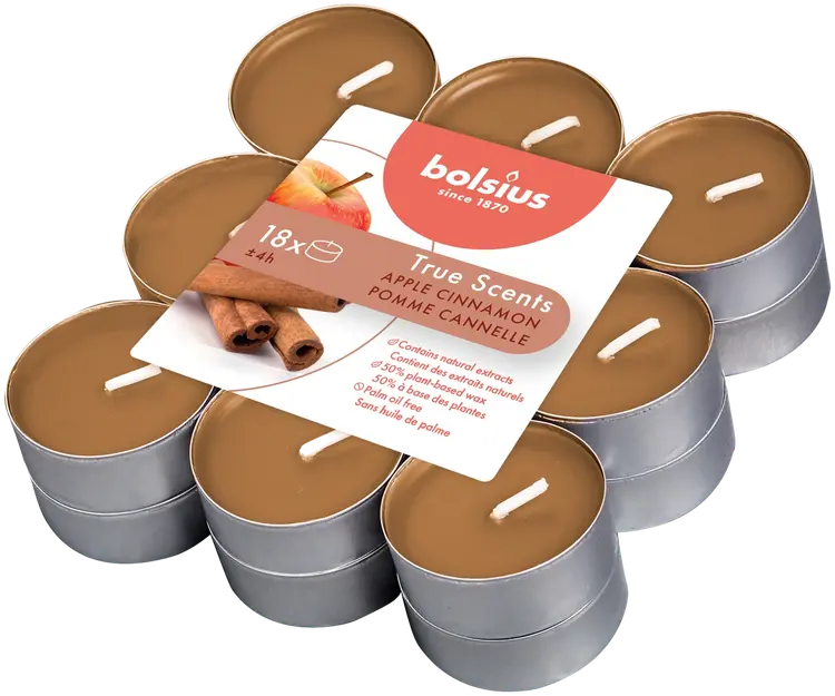 Bolsius True Scents – tuoksulämpökynttilät – Cinnamon Apple – vaaleanruskea – 18 kpl/pakkaus