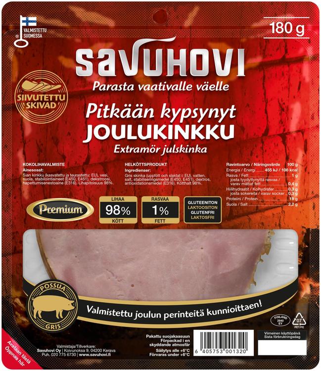 Savuhovi Pitkään kypsynyt joulukinkku 180g