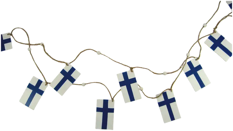 Weiste Suomen lippu -köynnös, 10 puulippua 2 m narussa