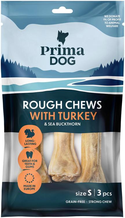 Primadog kalkuni-astelpaju närimispulgad koertele S 10cm 105g