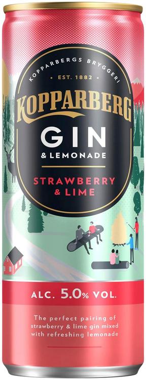 Kopparberg Strawberry-Lime Gin&Lemonade muu alkohoolne jook 5%vol 250ml