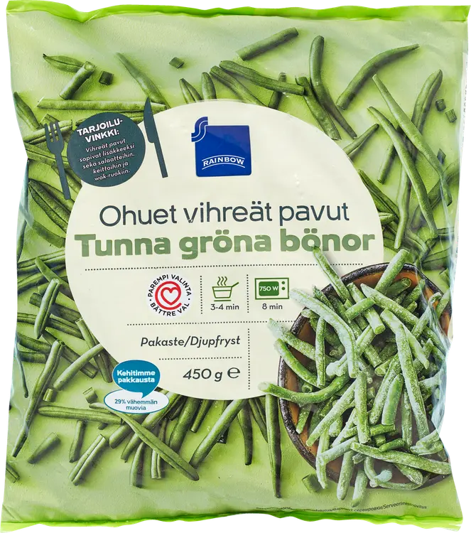 Rainbow 450g ohuet vihreät pavut pakaste