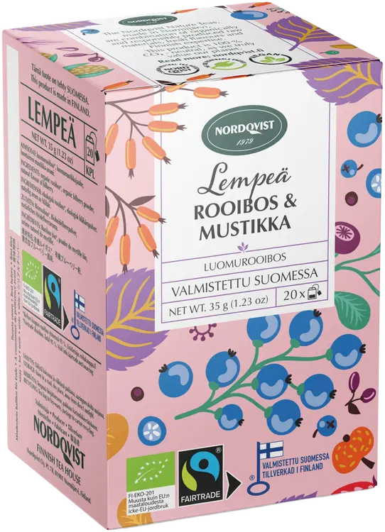 Nordqvist Lempeä rooibos & mustikka 20x1,75g luomu & Reilu kauppa
