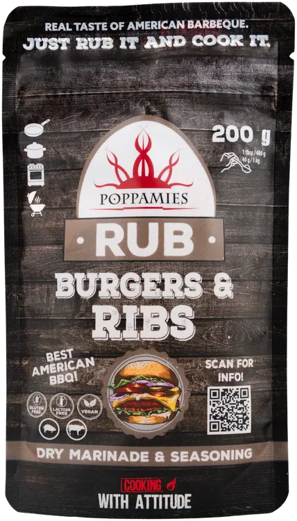 Poppamies Rub Burgers & Ribs mausteseos 200g