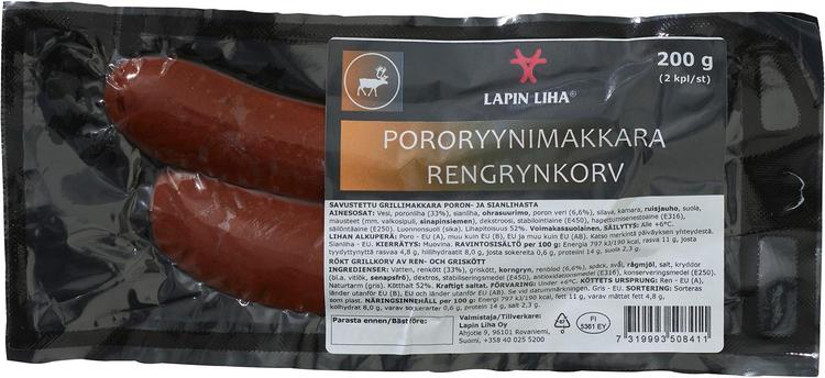 Lapin Liha 200g Pororyynimakkara savustettu (2 kpl)