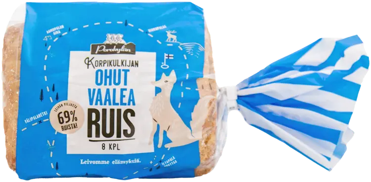 Porokylän Korpikulkijan Ohut Vaalea Ruispala 8 kpl / 320 g ohut ruispalaleipä