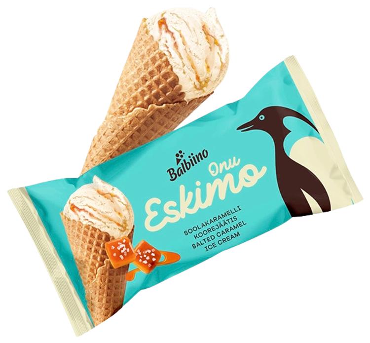 ONU ESKIMO Soolakaramellilisandiga koorejäätis vahvlikoonuses 165ml/84g