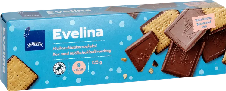 Rainbow 125g Evelina maitosuklaakeksi