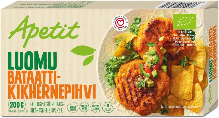 Apetit 200g Luomu Bataatti-kikhernepihvi pakaste