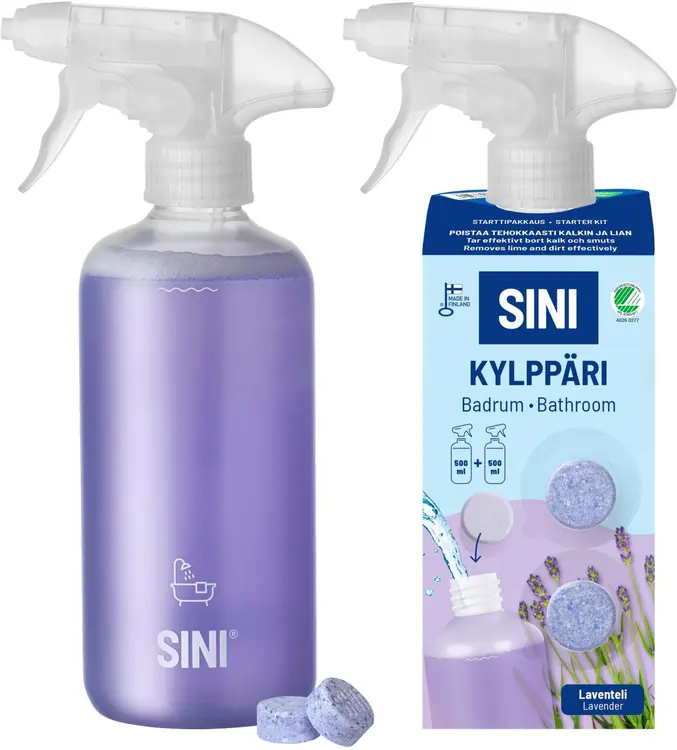 SINI Kylppäripuhdistusaine, starttipakkaus – pullo + 2 tablettia