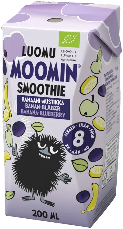 Moomin Luomu banaani mustikka smoothie 200ml