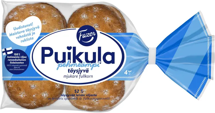 Fazer Puikula Pehmeämpi Täysjyvä 4kpl 240g, täysjyväleipä