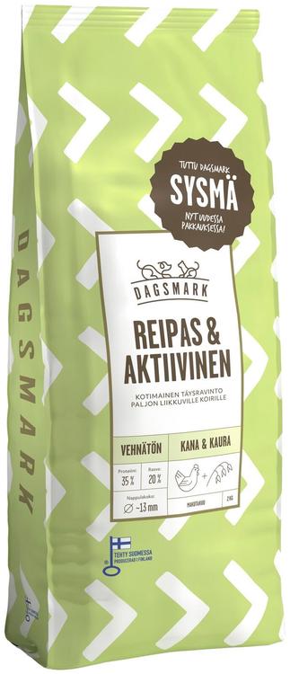 Dagsmark REIPAS & AKTIIVINEN koiran kuivaruoka vehnätön kana-kaura 2kg