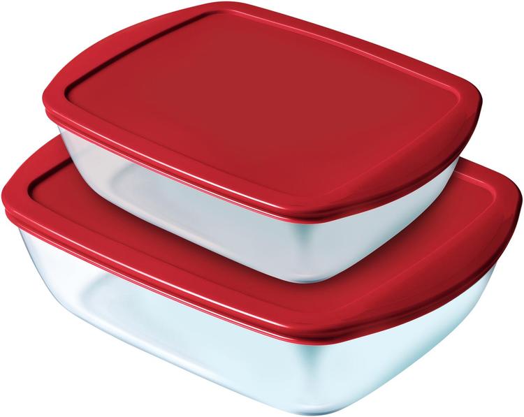 Pyrex kannellinen lasivuokasetti Cook & Store 1,1 l + 2,5 l