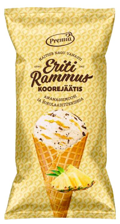 Eriti Rammus vanilli-koorejäätis ananassimoosi ja shokolaaditükkidega 110 g /200 ml