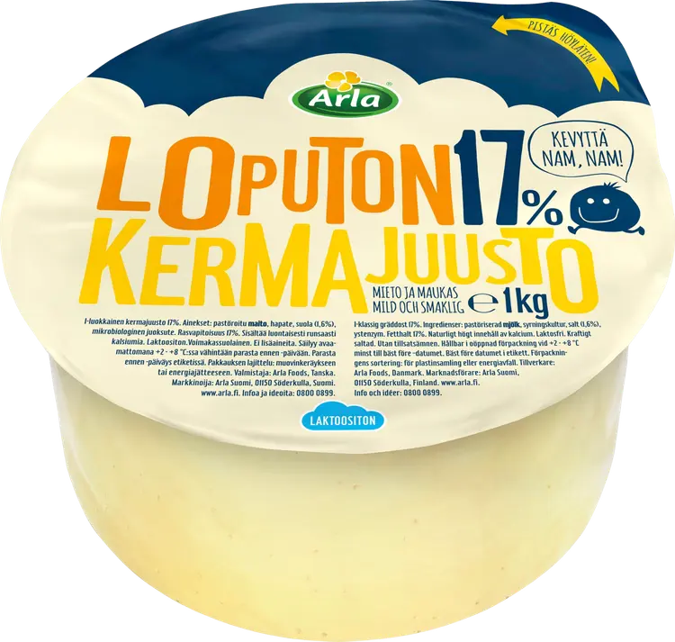 Arla Tolkuttomat Juustot Loputon 1 kg 17% kermajuusto