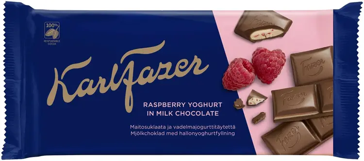 Karl Fazer Vadelmajogurtti suklaalevy 121g