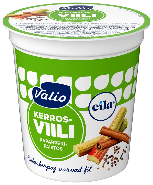 Valio kerrosviili 1 % 200 g raparperipaistos laktoositon