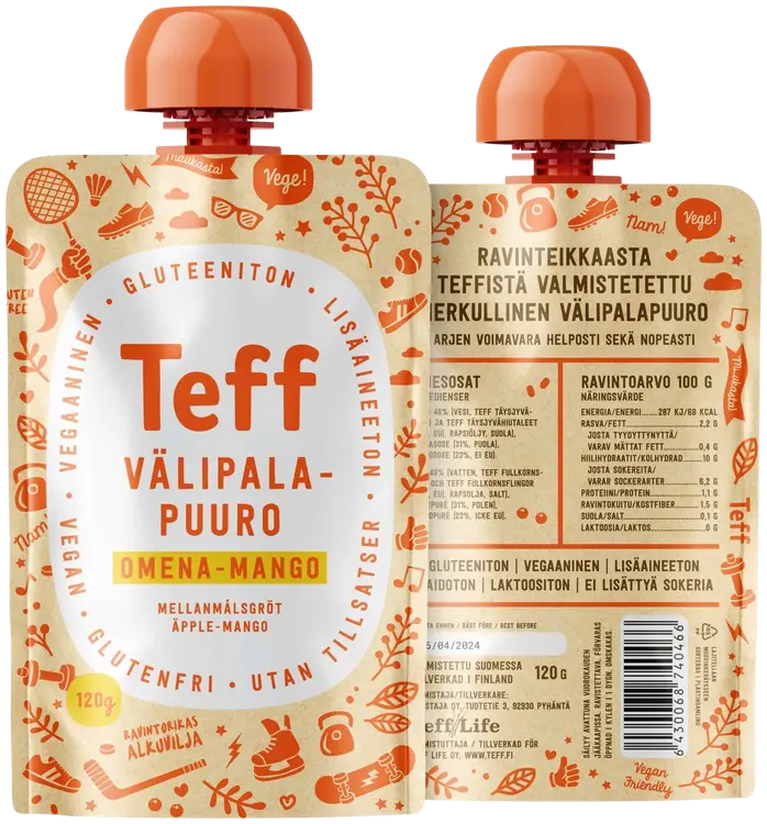 Teff Life omena-mango välipalapuuro