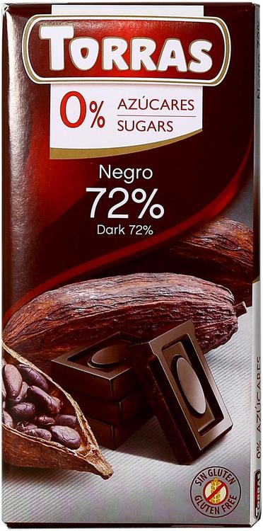 Torras sokeriton tumma suklaa 72% 75g