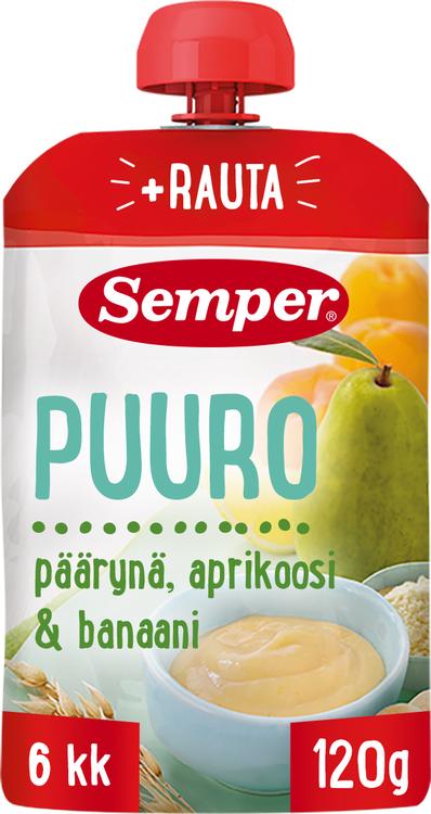 Semper Puuro Päärynä aprikoosi & banaani 6kk käyttövalmis lastenpuuro 120g