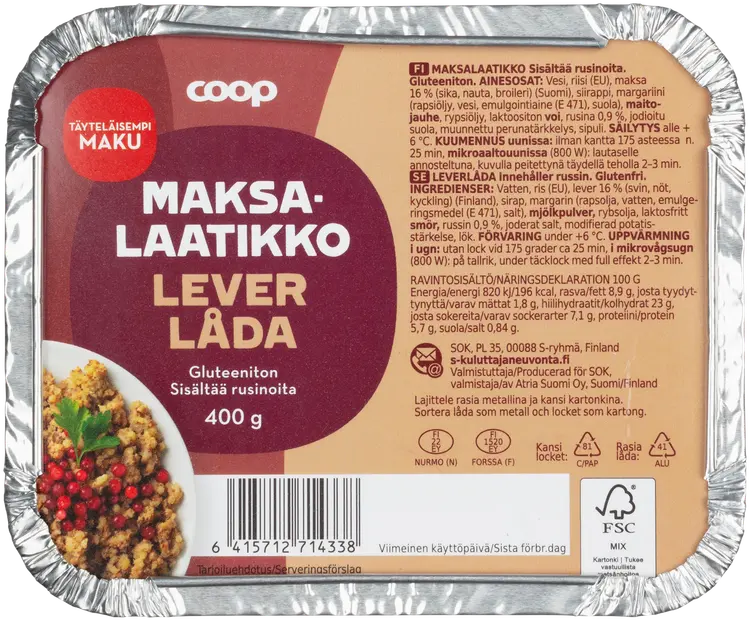 Coop Maksalaatikko Rusinoilla 400g
