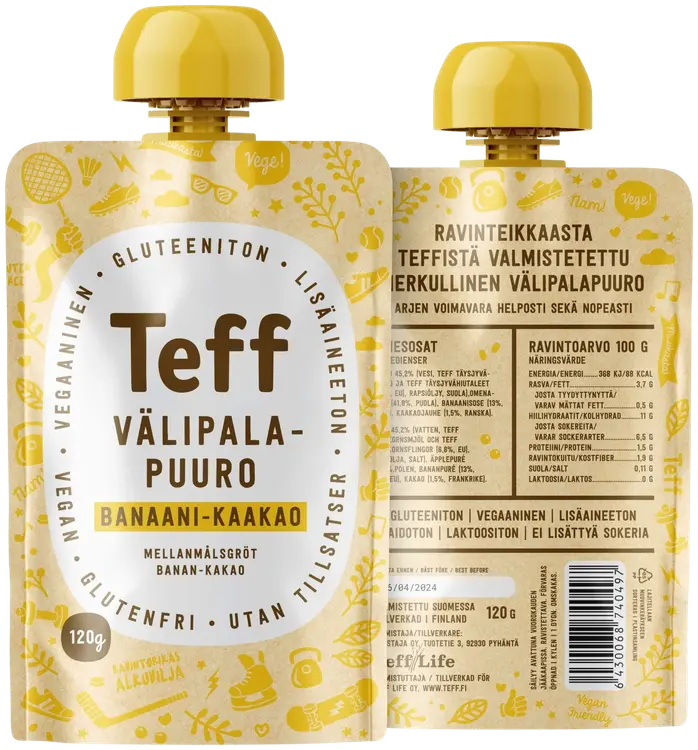 Teff Life banaani-kaakao välipalapuuro