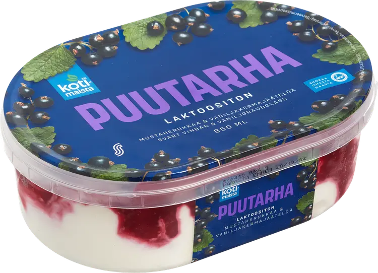 Kotimaista Puutarha mustaherukkaa & vaniljakermajäätelöä 850 ml laktoositon