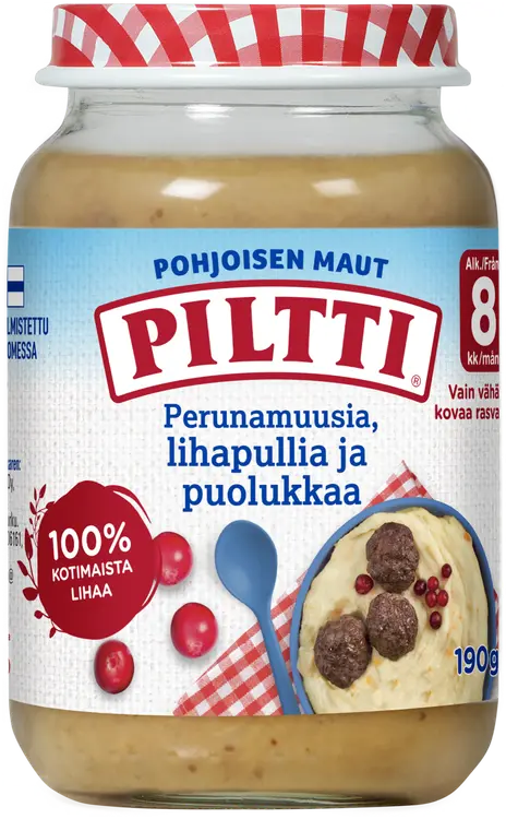 PILTTI Pohjoisen maut 190g Perunamuusia lihapullia ja puolukkaa lastenateria 8kk